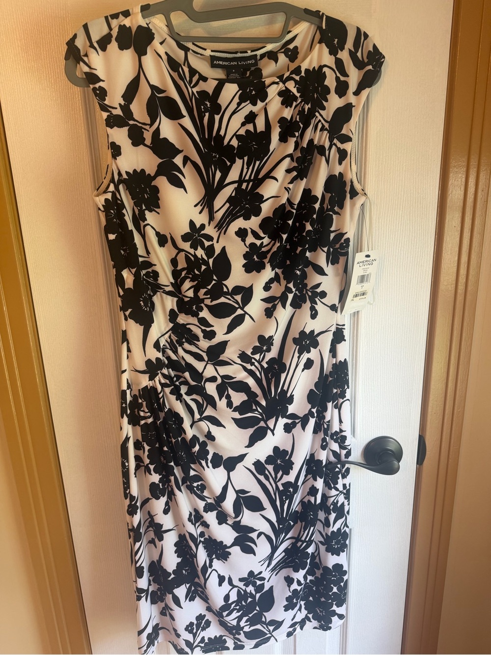 American Living White Midi Dress with Black Floral Print